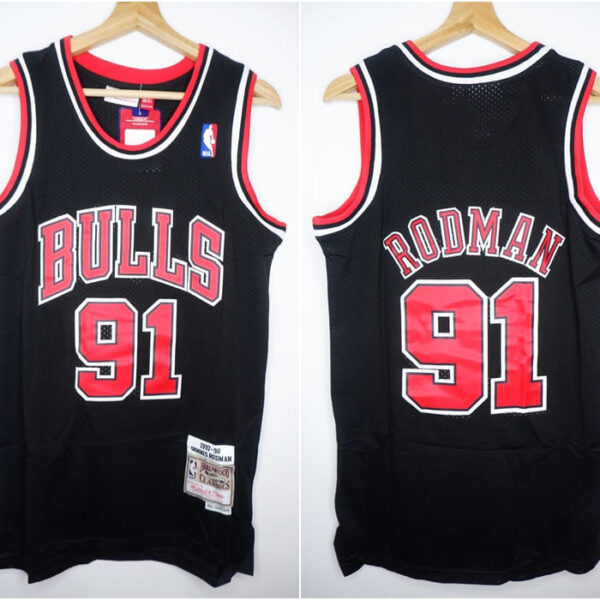 CLASSIC HWC BULLS #91 RODMAN HITAM MITCHELL & NESS