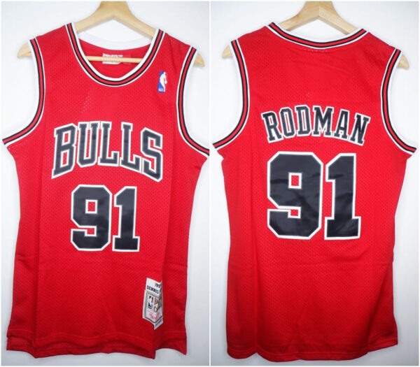 CLASSIC HWC BULLS #91 RODMAN MERAH MITCHELL & NESS