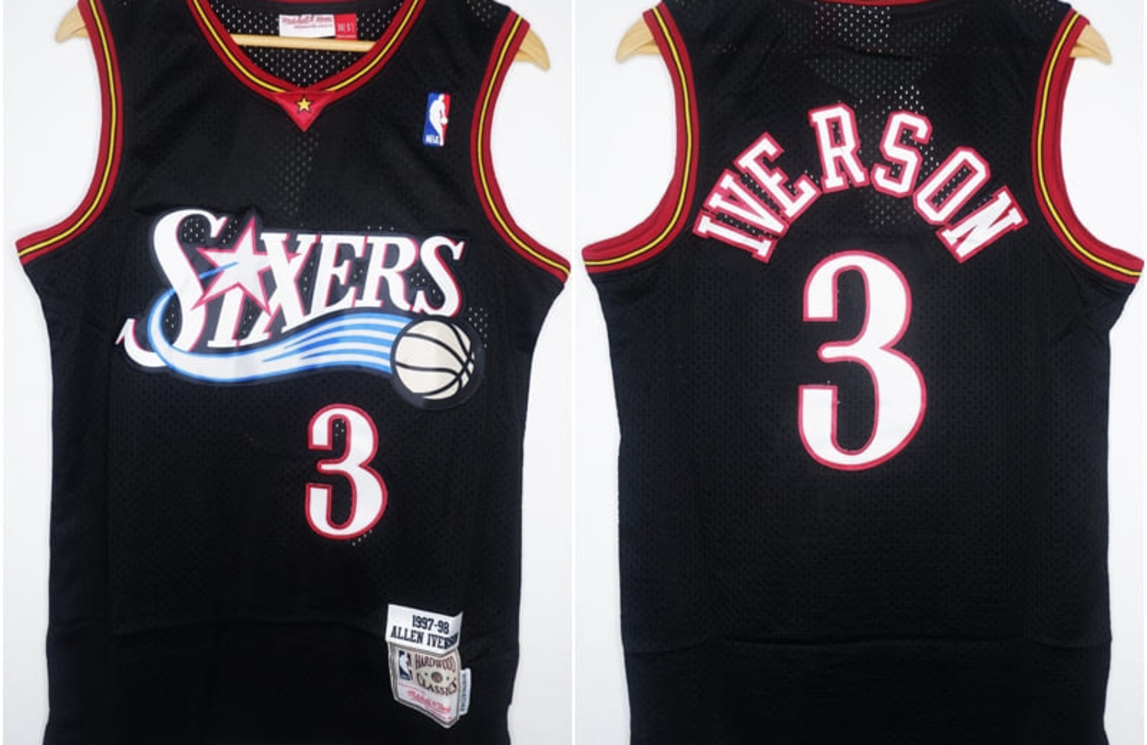 CLASSIC HWC SIXERS #3 IVERSON HITAM MITCHELL&NESS