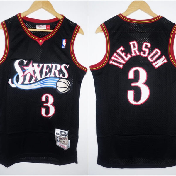 CLASSIC HWC SIXERS #3 IVERSON HITAM MITCHELL&NESS