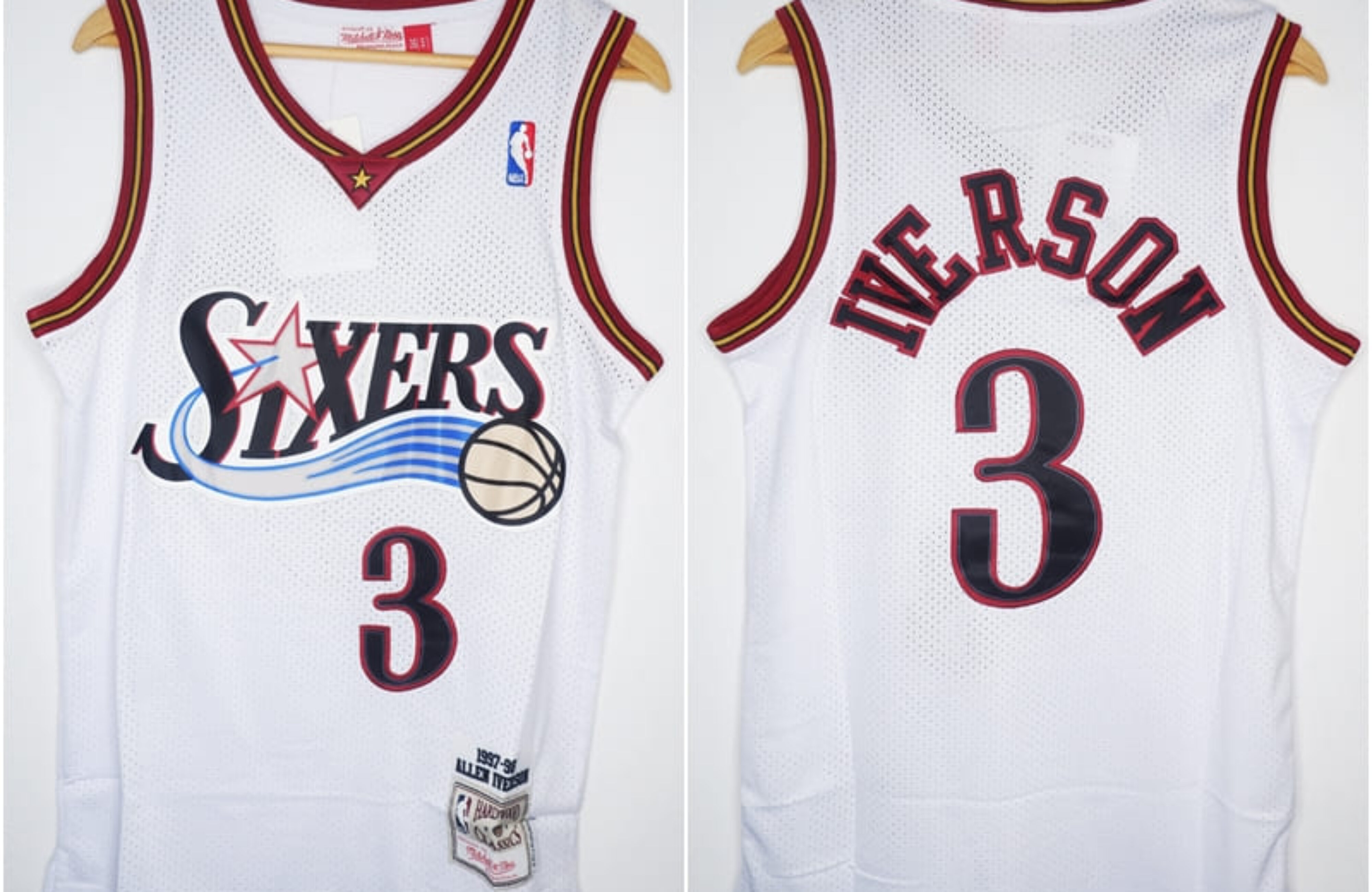 CLASSIC HWC SIXERS #3 IVERSON PUTIH MITCHELL & NESS