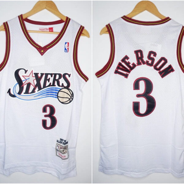 CLASSIC HWC SIXERS #3 IVERSON PUTIH MITCHELL & NESS