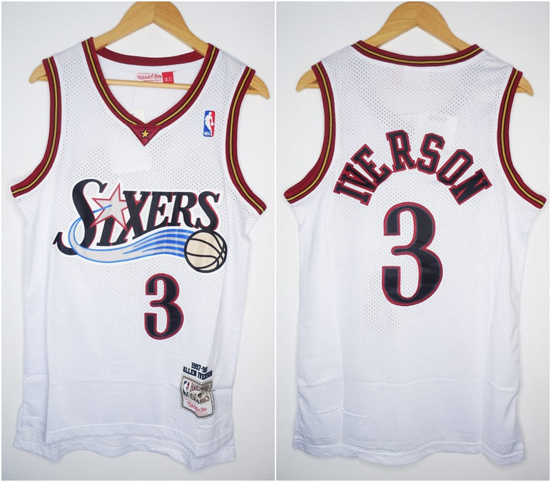 CLASSIC HWC SIXERS #3 IVERSON PUTIH MITCHELL & NESS