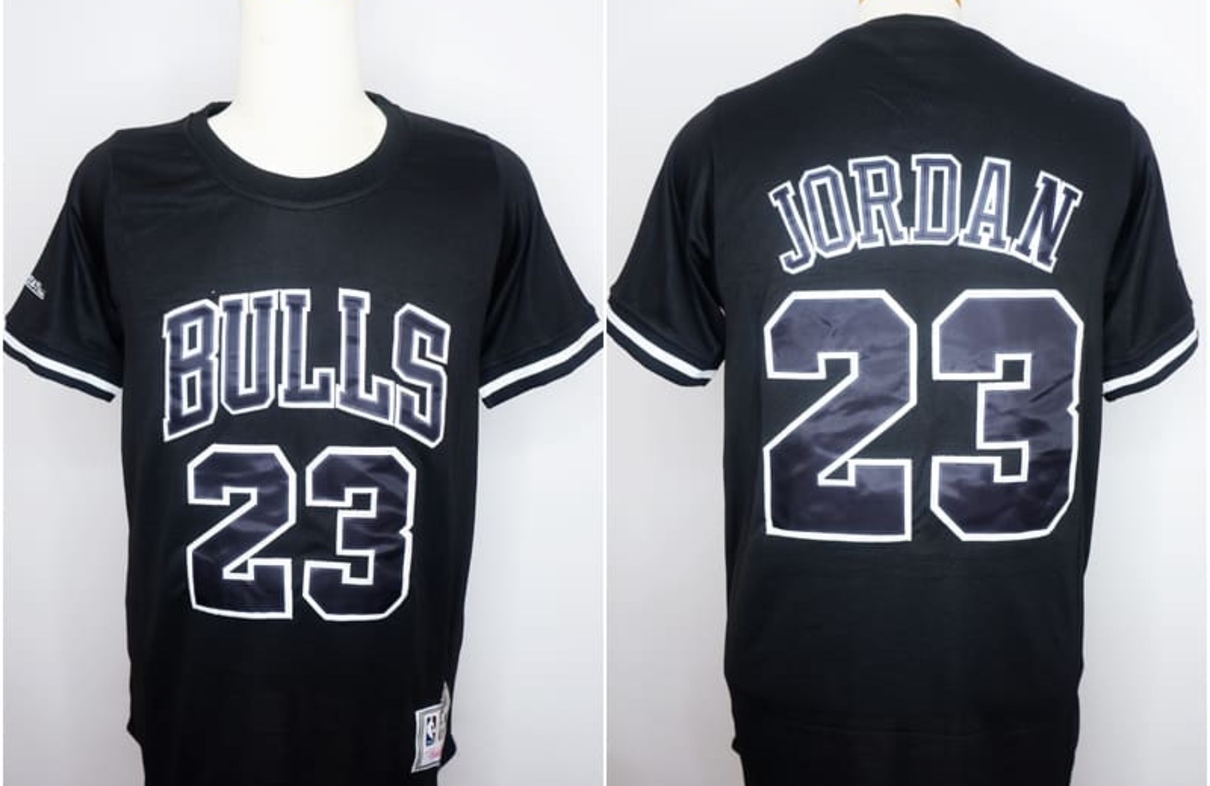 SLEEVE BULLS #23 JORDAN HITAM MITCHELL & NESS